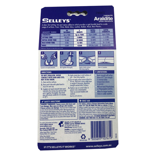 Araldite 5 Minute Epoxy Adhesive Holds 75Kg For Everyday Use Dries Clear 35ml