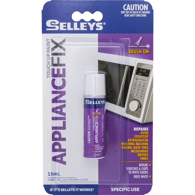 Selleys Appliance Touch Up 15ml for repairing scratches and chips Brush On Dries White
