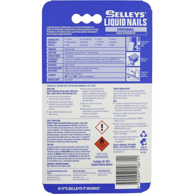 Selleys Liquid Nails Tube Original 100g