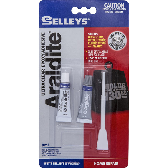 Araldite Ultra Clear Epoxy Adhesive Dries Crystal Clear 8ml Holds Up to 130Kg