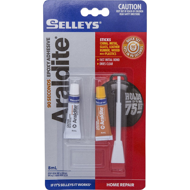 Selleys Araldite Quick Set Epoxy Adhesive 90 Second Bond Easy Mix Rigid Bond 8ml