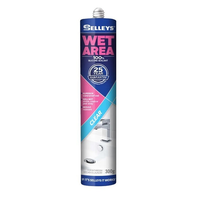 Selleys Wet Area Silicone Sealant Kitchen Bathroom & Laundry 300g [Clear]