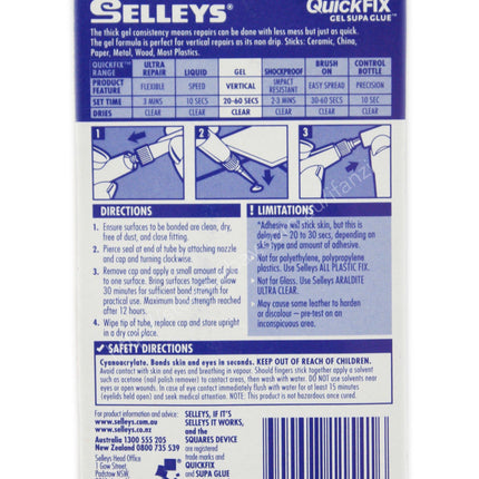 QuickFix Supa Glue Gel No Immediate Finger Bonding - Strong and repositionable 3g