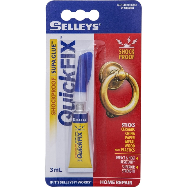 Selleys QuickFix Shock Proof Supa Glue Impact Heat Resistant Multipurpose Superglue 3ml