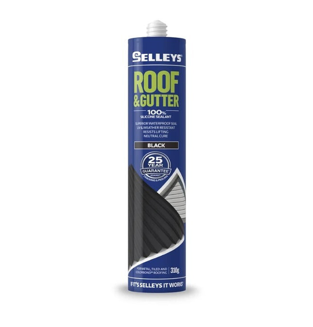 Selleys Roof & Gutter Silicone Sealant UV & Weather Resistant 310g [Black]