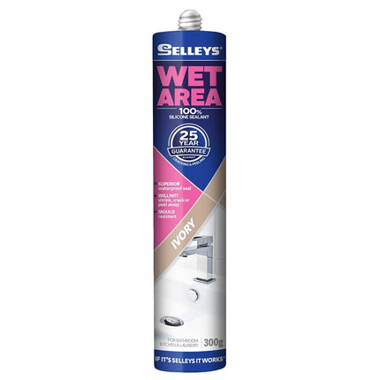 Selleys Wet Area Silicone Sealant Kitchen Bathroom & Laundry 300g [Ivory]