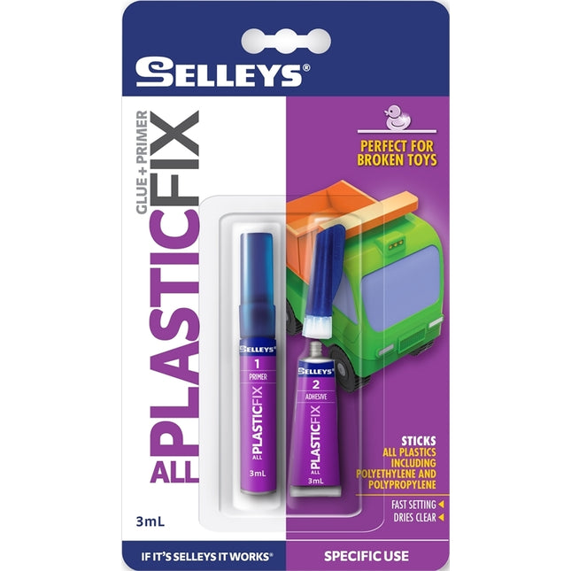Selleys All Plastics Glue - Strong and fast bond Perfect For Broken Toys (Glue + Primer) 3ml