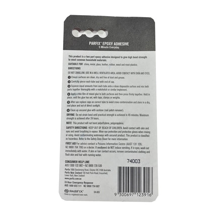 Parfix Epoxy Adhesive 5 Minute Everyday Fast Setting 2x4ml tubes 8ml
