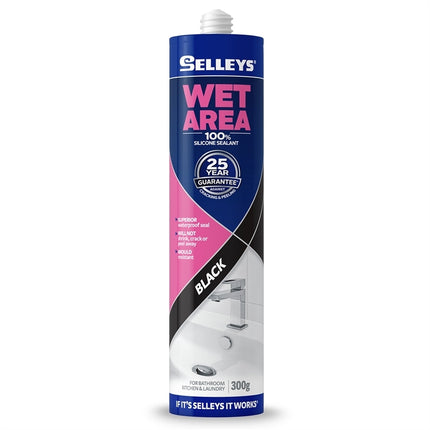 Selleys Wet Area Silicone Sealant Kitchen Bathroom & Laundry 300g [Black]