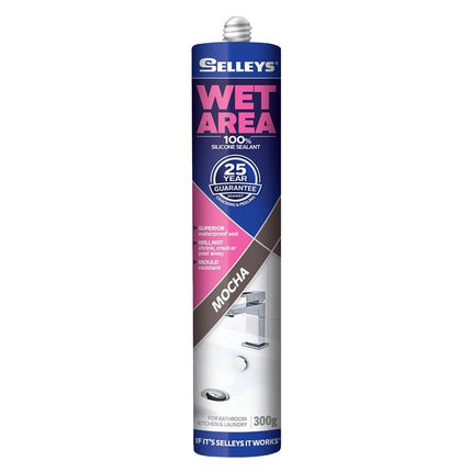 Selleys Wet Area Silicone Sealant Kitchen Bathroom & Laundry 300g [Mocha]