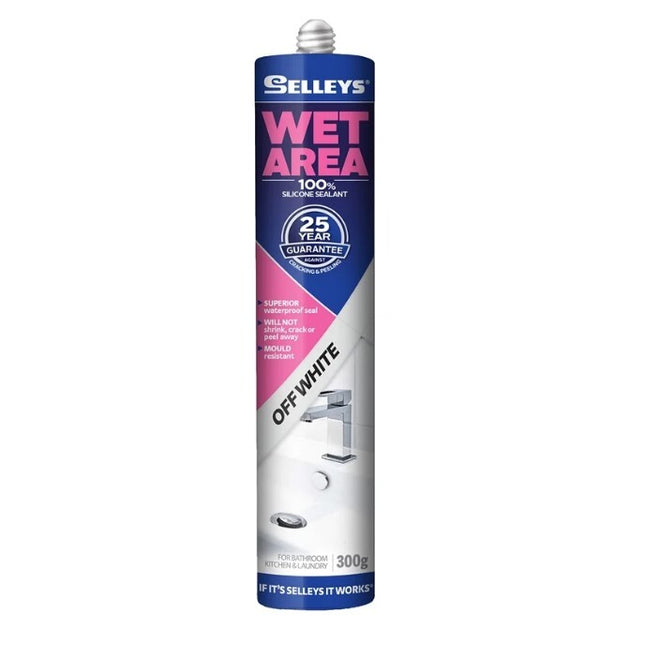 Selleys Wet Area Silicone Sealant Kitchen Bathroom & Laundry 300g [Off White]