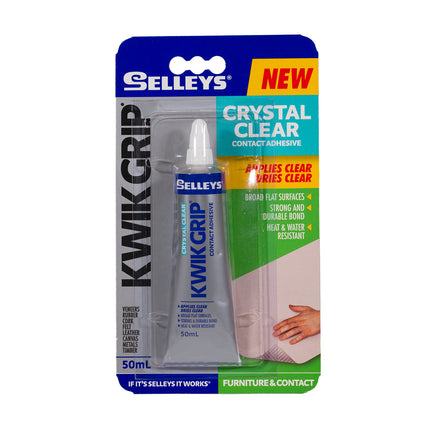 KwikGrip Crystal Clear Contact Adhesive Clear Heat and Water Resistant 50ml