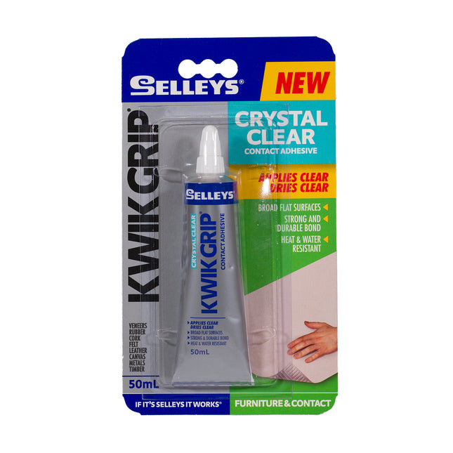 KwikGrip Crystal Clear Contact Adhesive Clear Heat and Water Resistant 50ml