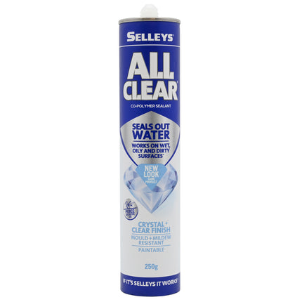 Selleys All Clear Crystal Multipurpose Sealant for Wet, Oily & Dirty Surfaces Paint, Mould & Water Resistant
