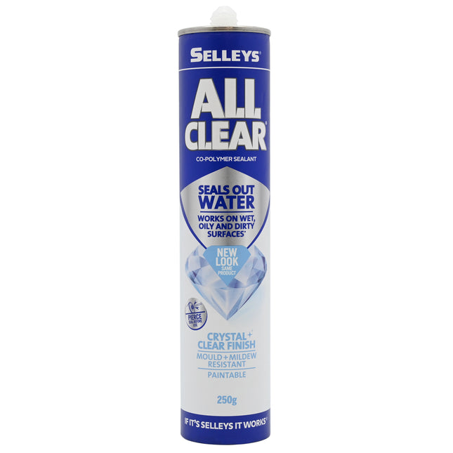 Selleys All Clear Crystal Multipurpose Sealant for Wet, Oily & Dirty Surfaces Paint, Mould & Water Resistant