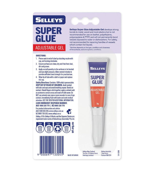 Selleys Super Gel Glue Adjustable 30sec 3g