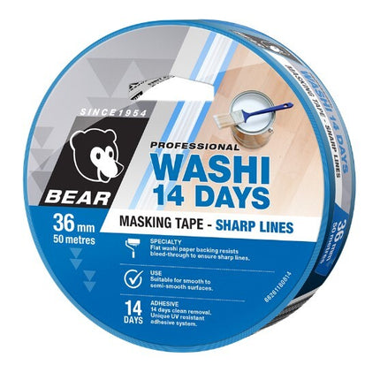 Bear Masking Tape Washi 14 Days 36mm x 50m Blue