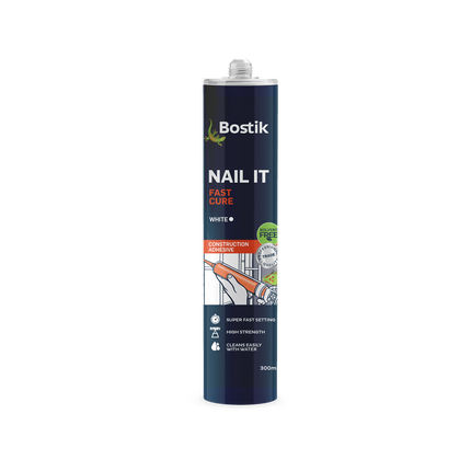 Bostik Nail It Fast Cure White: The Solvent-Free, Fast-Acting Acrylic Adhesive for Wood, Tiles, and More  No Odor, Easy Cleanup!