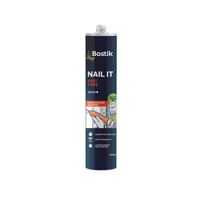 Bostik Nail It Fast Cure White: The Solvent-Free, Fast-Acting Acrylic Adhesive for Wood, Tiles, and More  No Odor, Easy Cleanup!