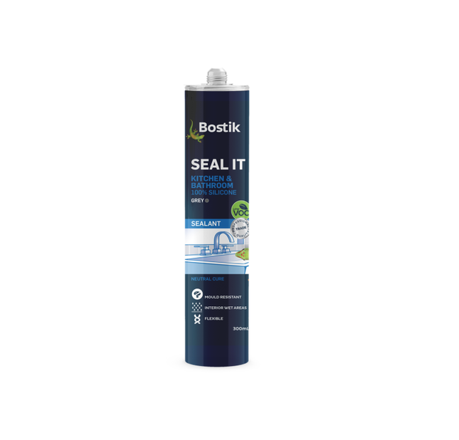 Bostik Seal it Kitchen & Bathroom Light Grey: The Ultimate Neutral Cure Sealant for Wet AreasResists Mold & Mildew, UV Resistant, Low Odour