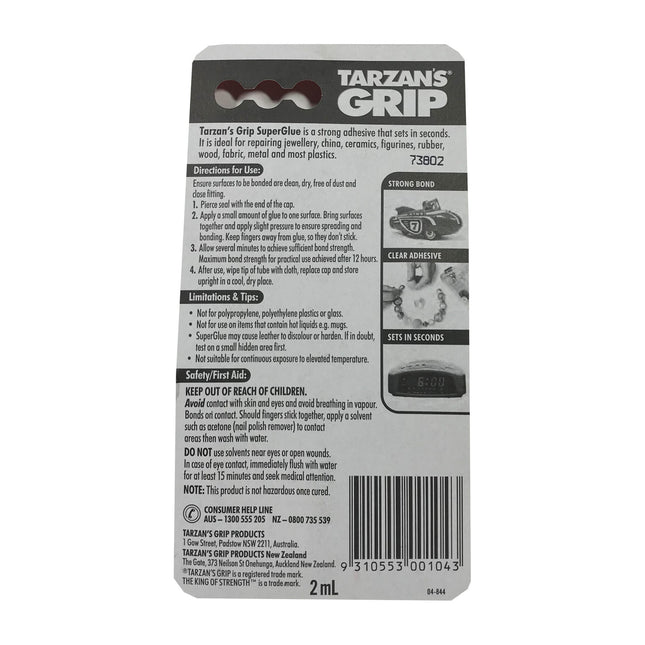 Tarzan's Grip Super Glue The King Of Strenght Sets in Seconds 2ml