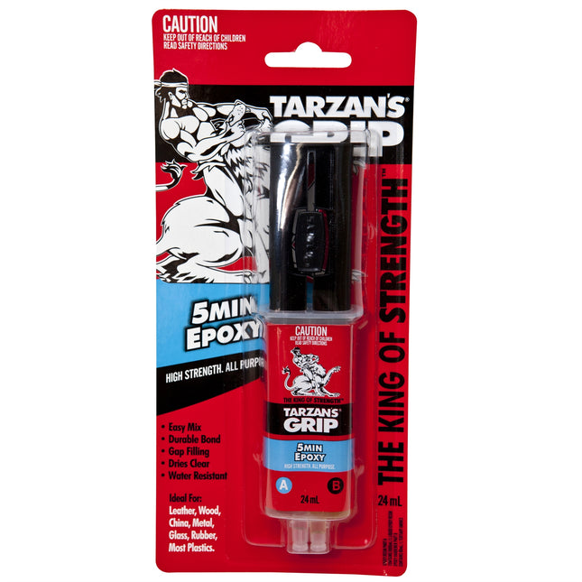 Tarzan's Grip 5 Min Epoxy All Purpose Dries Clear Water Resistant 24ml