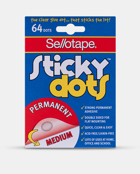 Sellotape Sticky Dots Permanent Medium Double Sided Adhesive x 64 Dots