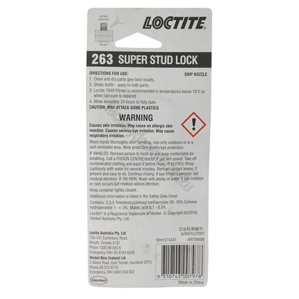 Loctite 263 Threadlocker Super Stud Lock 10ml