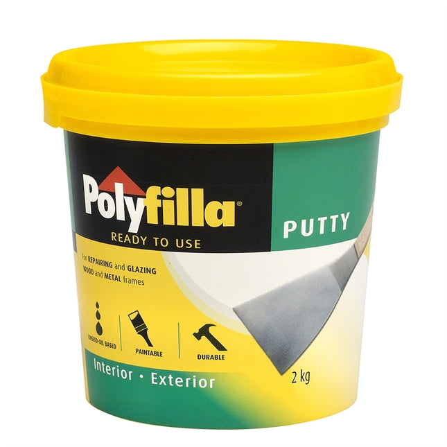 Polyfilla Putty Filler Oil Based Paintable Durable Wood and Metal 2Kg