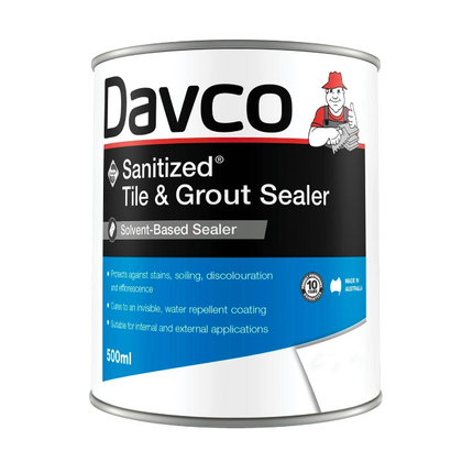 Davco Sanitized Tile & Grout Sealer - Solvent-Based, 500ml, Water Repellent