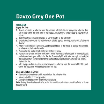 Davco Grey One Pot Premixed Tile Adhesive 1L
