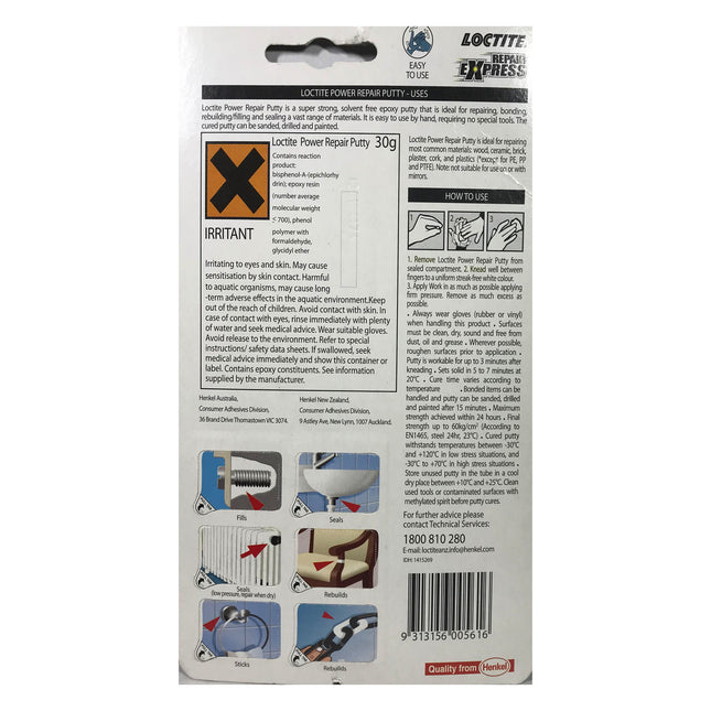 Loctite Power Repair Epoxy Putty - Sets in 5 minutes - Modeling clay with hardener 6 x 5g