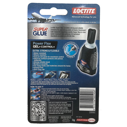 Loctite Super Glue Gel Power Flex Rubber Infused Formula Extra Strong and Flexible 3g