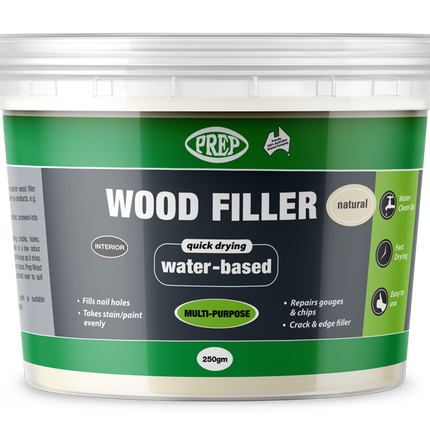 Prep Multipurpose Quick Drying Wood Filler Putty Water Based 250g [Natural]