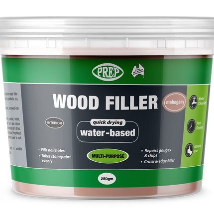 Prep Multipurpose Quick Drying Wood Filler Putty Water Based 250g [Mahogany]