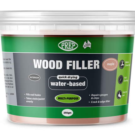 Prep Multipurpose Quick Drying Wood Filler Putty Water Based 250g [Maple]