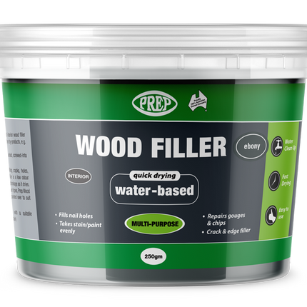 Prep Multipurpose Quick Drying Wood Filler Putty Water Based 250g [Ebony]