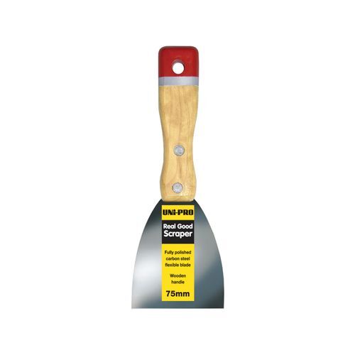 Uni-Pro Carbon Steel Flexible Scraper Wooden Handle 75mm