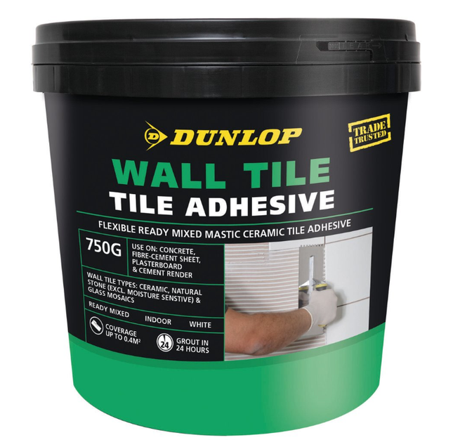 Dunlop High-Performance Wall Tile Adhesive for Heavy Tiles 750g