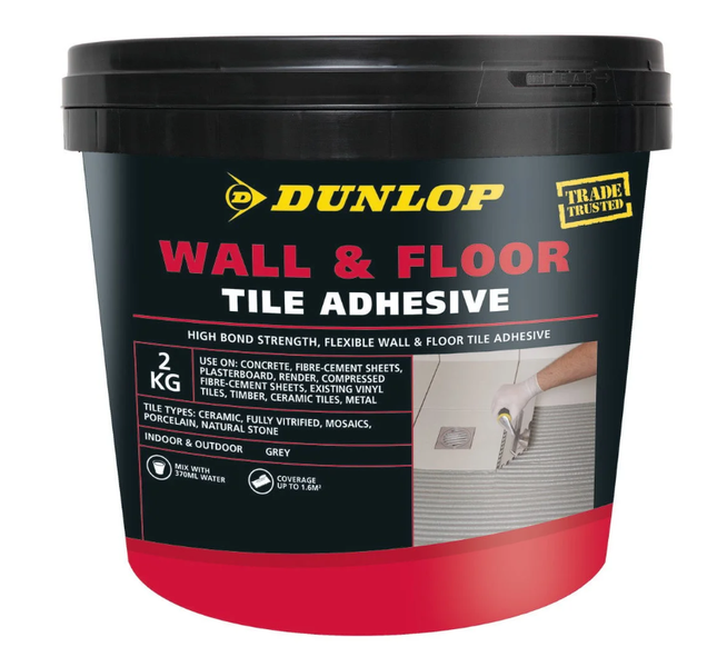 Dunlop Tile Adhesive Wall & Floor Indoor & Outdoor 2Kg