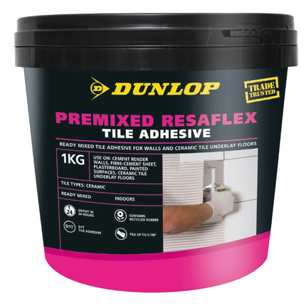 Dunlop Resaflex Premixed Tile Adhesive – Flexible, Ready-to-Use for Interior Walls