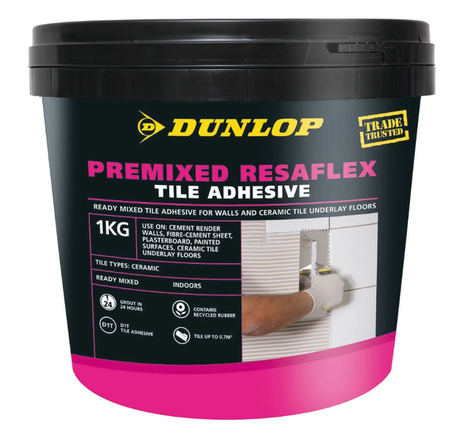 Dunlop Resaflex Premixed Tile Adhesive – Flexible, Ready-to-Use for Interior Walls
