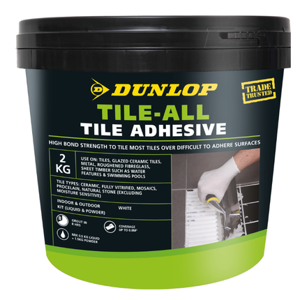 Dunlop Tile-All Tile Adhesive Indoor & Outdoor 2Kg