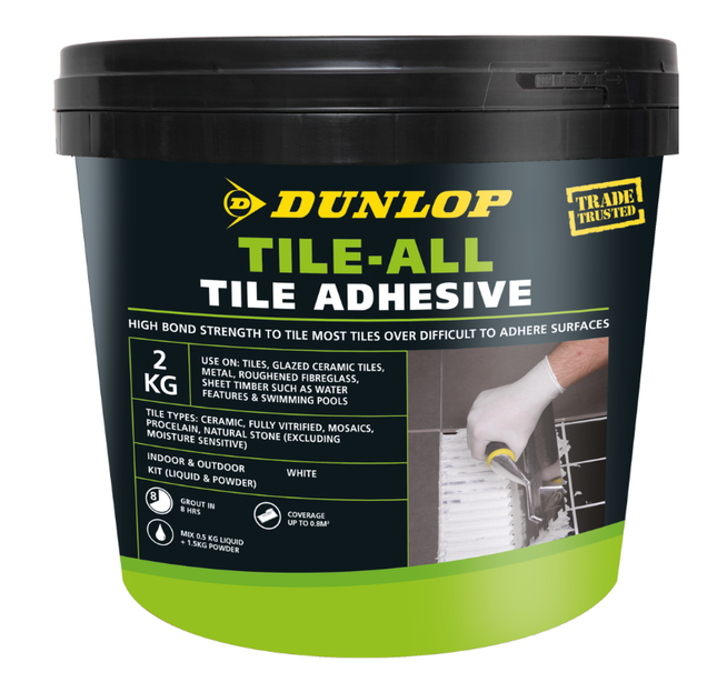 Dunlop Tile-All Tile Adhesive Indoor & Outdoor 2Kg