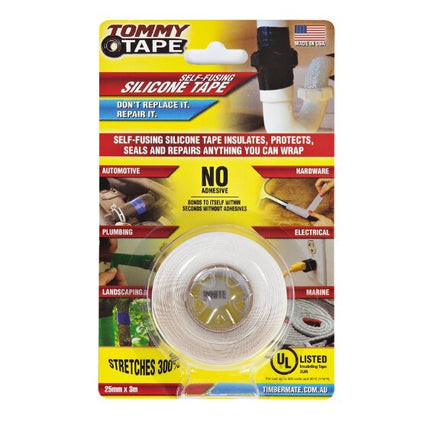 Tommy Tape Self Fusing Silicone Tape Seals And Repairs Waterproof Insulates [White x 3m]