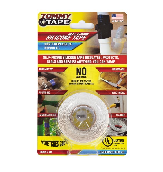Tommy Tape Self Fusing Silicone Tape Seals And Repairs Waterproof Insulates [White x 3m]