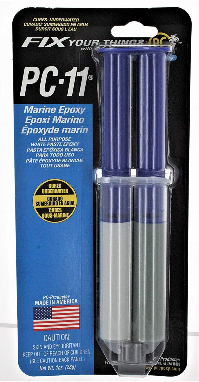 PC11 Waterproof Marine White Epoxy cures underwater Syringe 28g