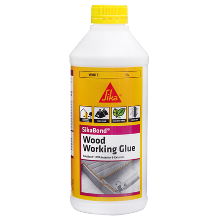 SikaBond PVA Wooworking Glue Interior & Exterior Bottle 1L