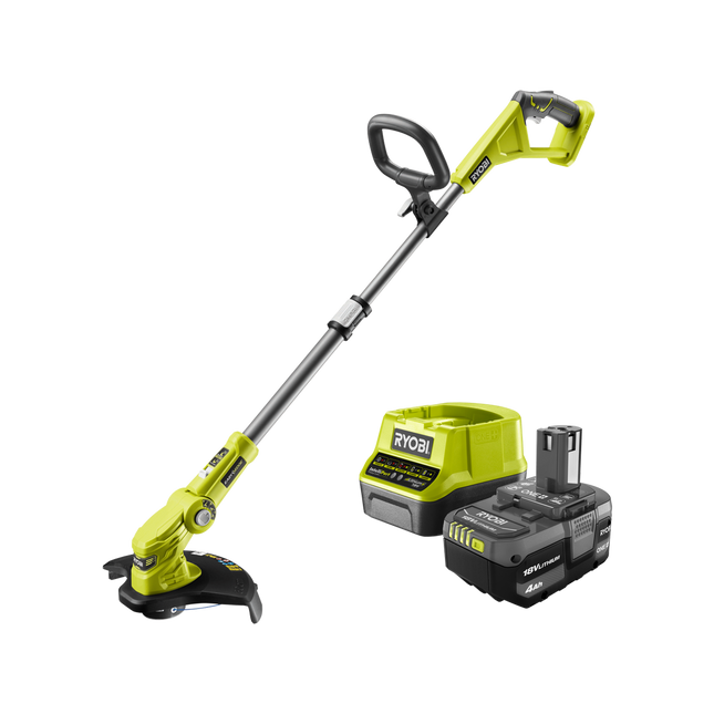 Packshot of Ryobi 18V ONE+ Cordless Line Trimmer Kit 25/30cm 4.0Ah for Lawn Edging
