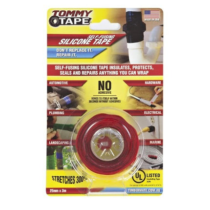 Tommy Tape Self Fusing Silicone Tape Seals And Repairs Waterproof Insulates [Red x 3m]
